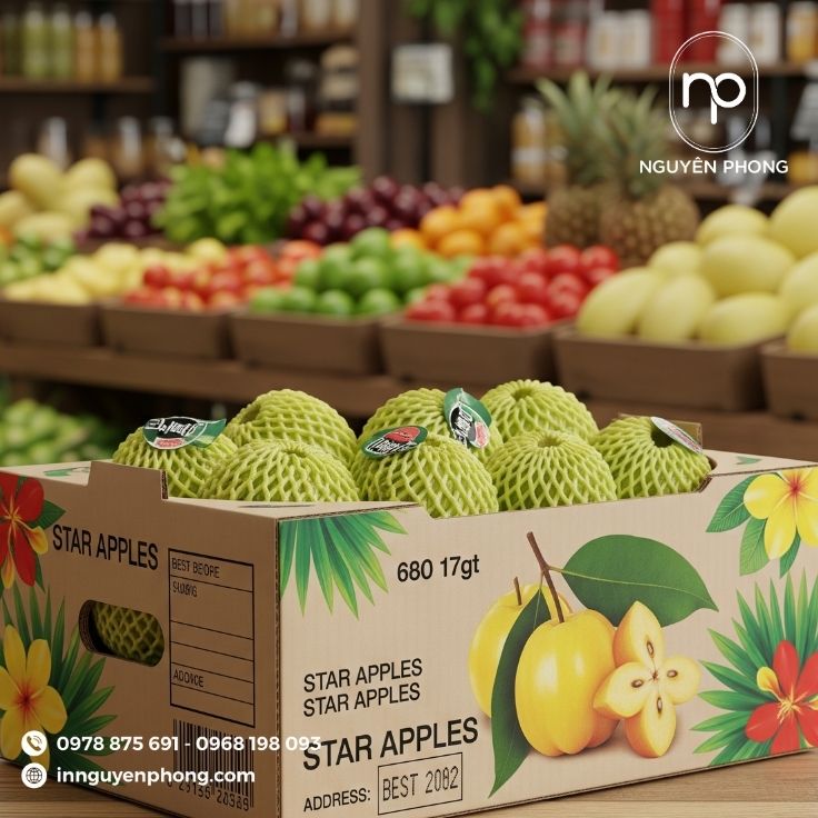 Mẫu thùng carton đựng vú sữa thiết kế nổi bật